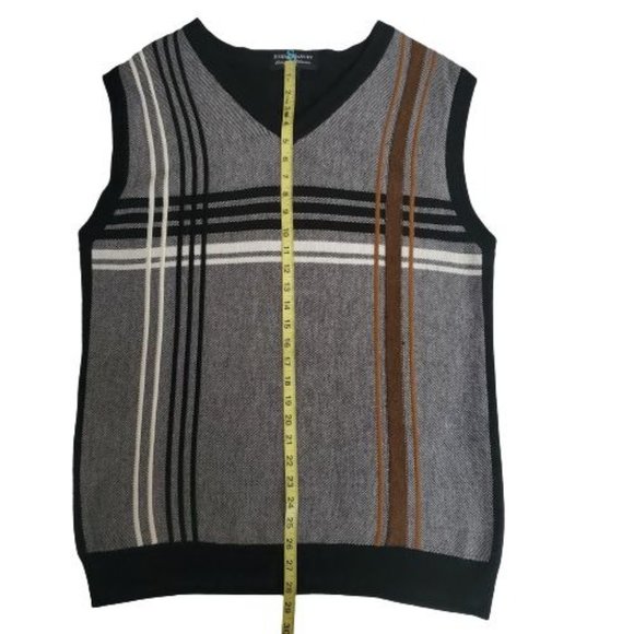 Steve Harvey Mens Celebrity Edition V-Neck Knit Stripe Plaid Vest Gray/Black XXL - Picture 8 of 10